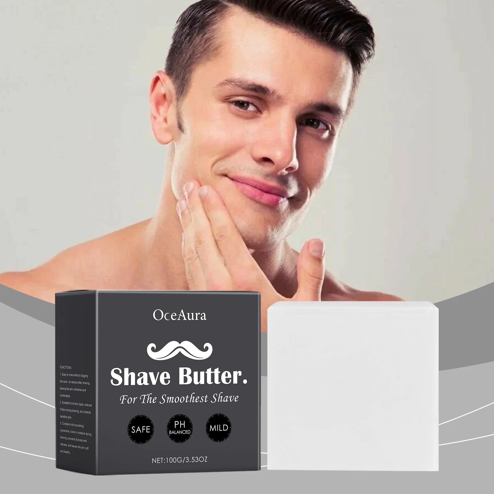 

Men's Shaving Soap Gently Cleansing Smooth Shave Experience Deep Moisturizing And Soothing Dry Skin