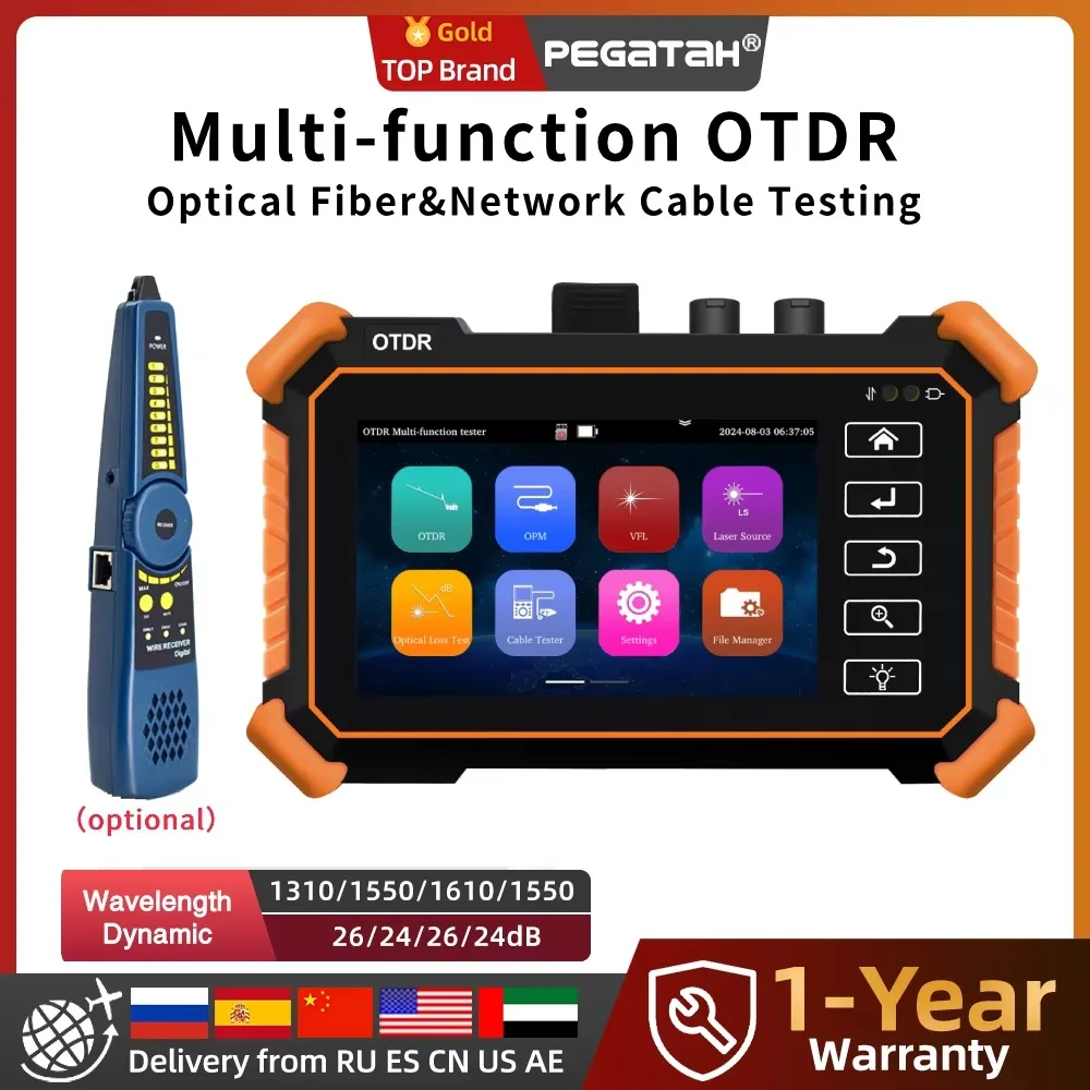 PEGATAH 4 Inch OLED OTDR Tester MOT-30 Touch Screen OPM VFL Optic Time-domain Reflectometer Utp Cable Optic Fiber Tester