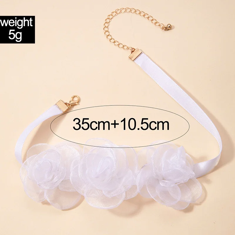 Tocona New Trendy Pretty Big White Red Flowers Necklace for Women Elegant Temperament Ajustable Jewelry Collar Party Gift