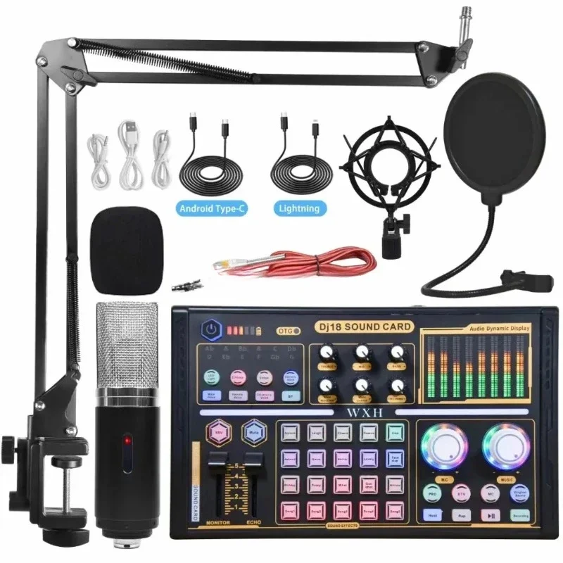 800 Professional Dj18 Sound Card Set BM800 Mic recording Studio Condenser Microphone For Karaoke Podcast For Studio Recording