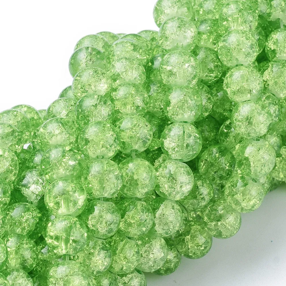 1Strand Crackle Glass Beads Strands Round Pale Green 8mm Hole: 1.3~1.6mm 31.4 inch