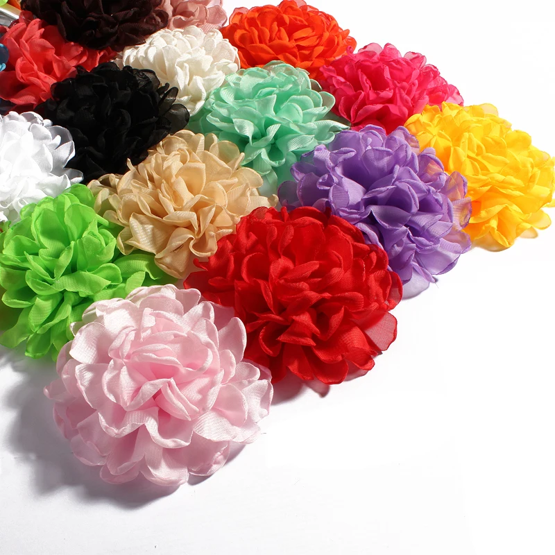 120pcs/lot 4inch 20colors Vintage Burn Eage Chiffon Flower For Children Hair Accessories Artificial Fabric Flowers For Headbands