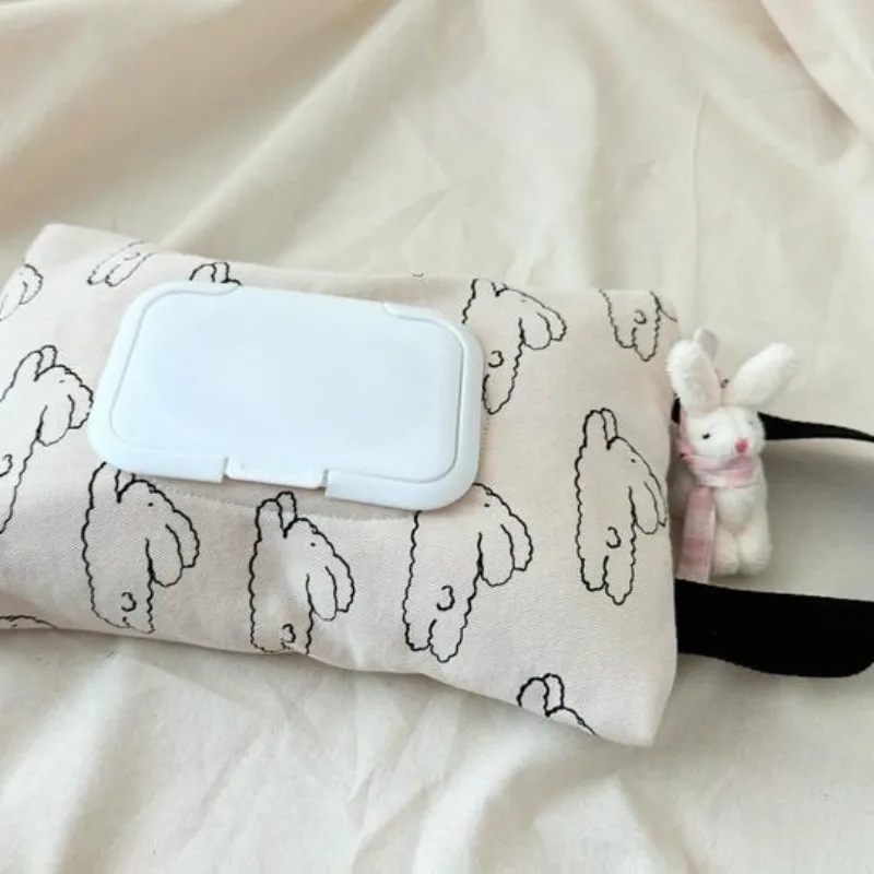 Korean Quilted Tissue Pouch Bear Car Organizer Balloon Wipes Case Ins Style Hanging Dispenser Stroller Travel Wet Wipe Holder view 5