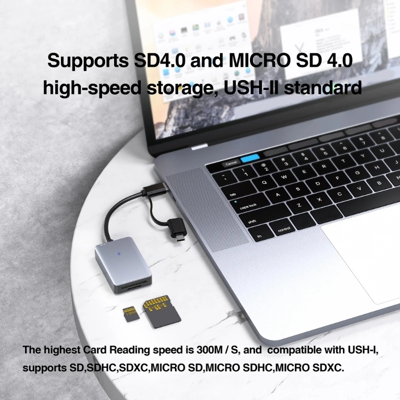 

SD4.0 карт чтения, 2 в 1 USB & Type C Hearder Memory Carder для планшетов для ноутбука ПК, поддержка SD4.0 MicroSD4.0 SDXC 601B