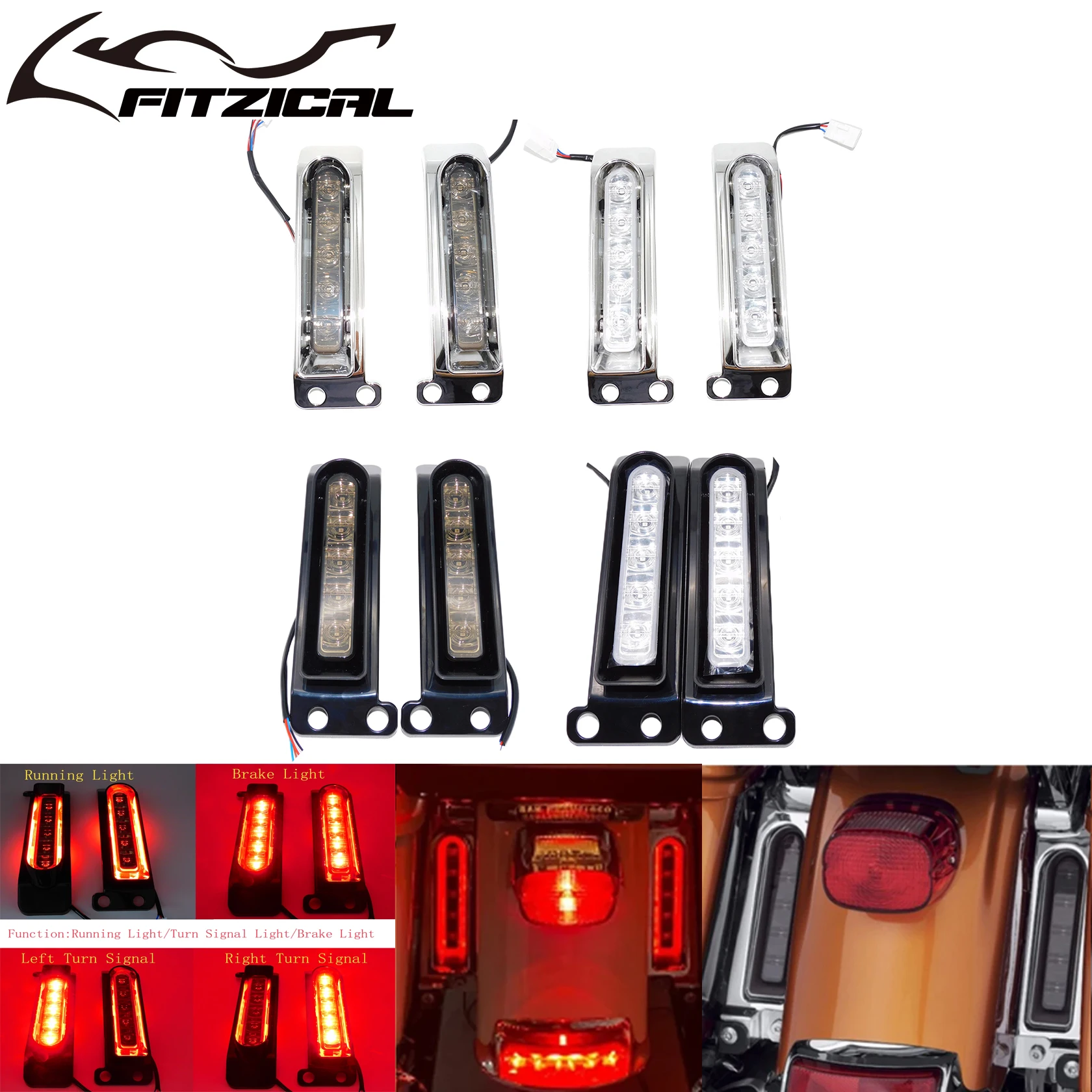 Motocyklowe tylne światła LED na błotnik, światła stop, kierunkowskazy, lampy boczne do Harley Touring Road King Electra Glide FLHR 2014-2023