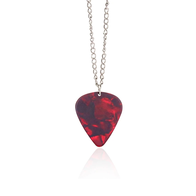 Guitar Pick Necklace Heart Ruby Pendant  Necklace Strange Horror Things Guitar Pick Pendant Necklace