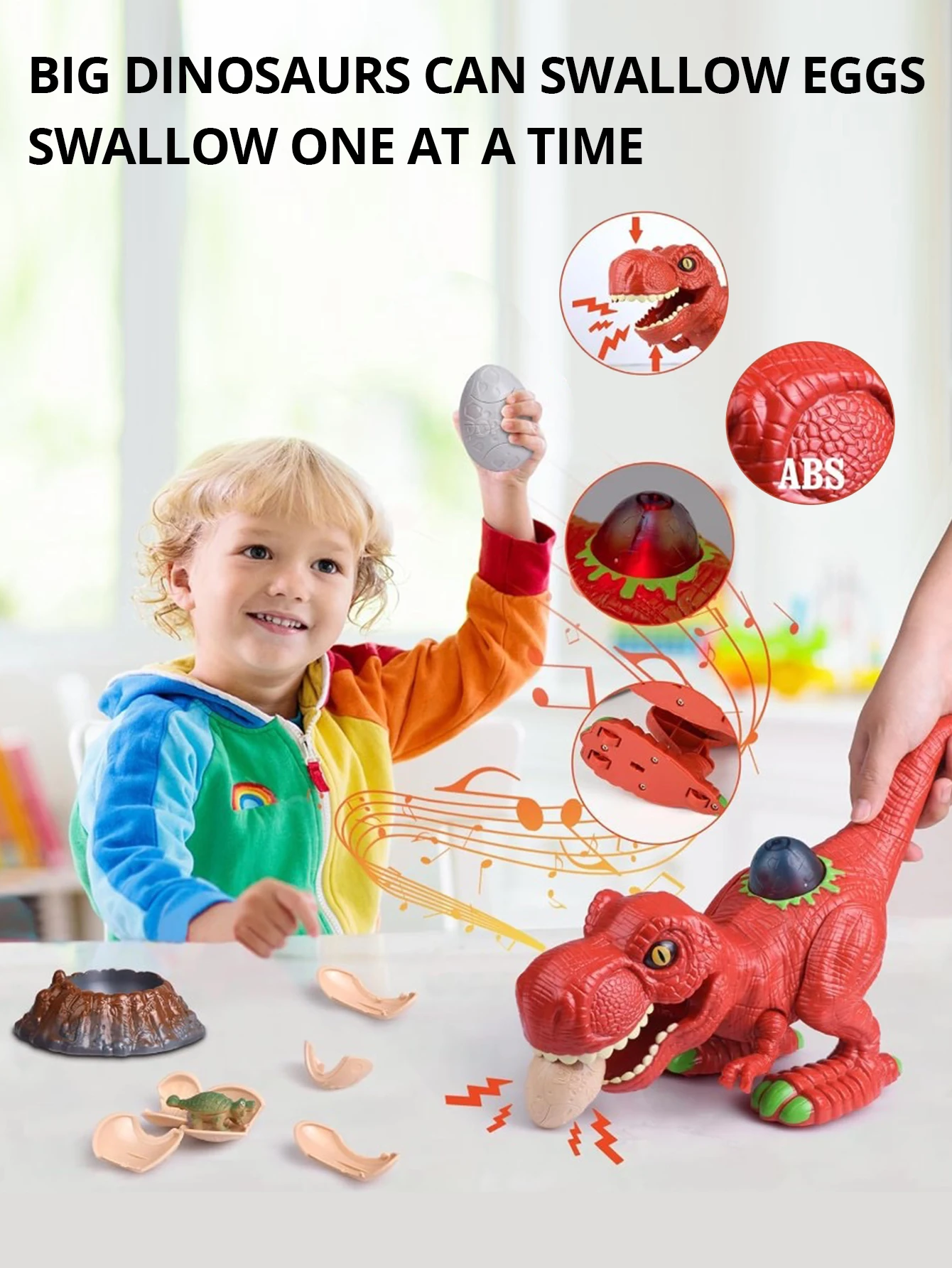 Dinosaur model toys, toy dinosaurs that can eat eggs, lay eggs, and swing walking, suitable for boys, girls' birthday gift toys