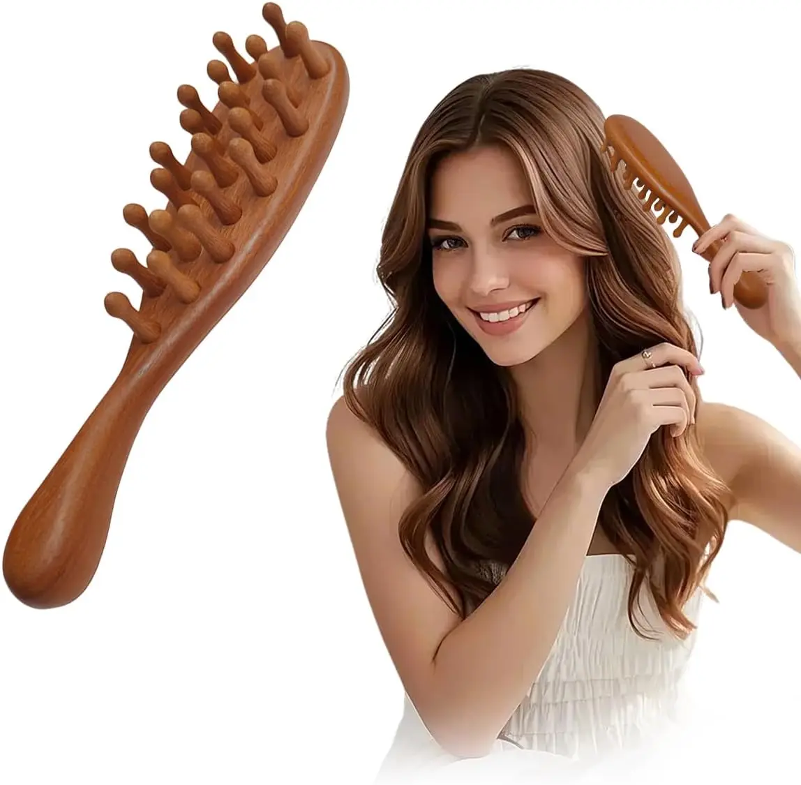 Holz Therapie Massage Kamm Kopfhaut Kopf Massage Multi-Funktionale Natürliche Sandelholz Haar Pinsel Guasha Schaben Körper Massage Werkzeug