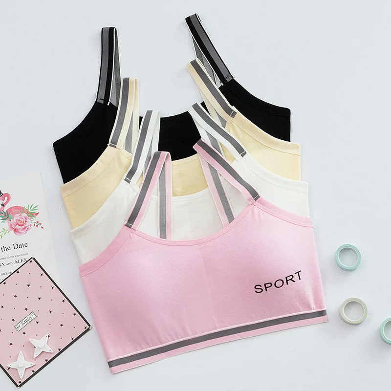 Teenage Girl Puberty Sports Underwear Student Korean Style Camisole Junior High School Students Wireless Cotton Thin Bra