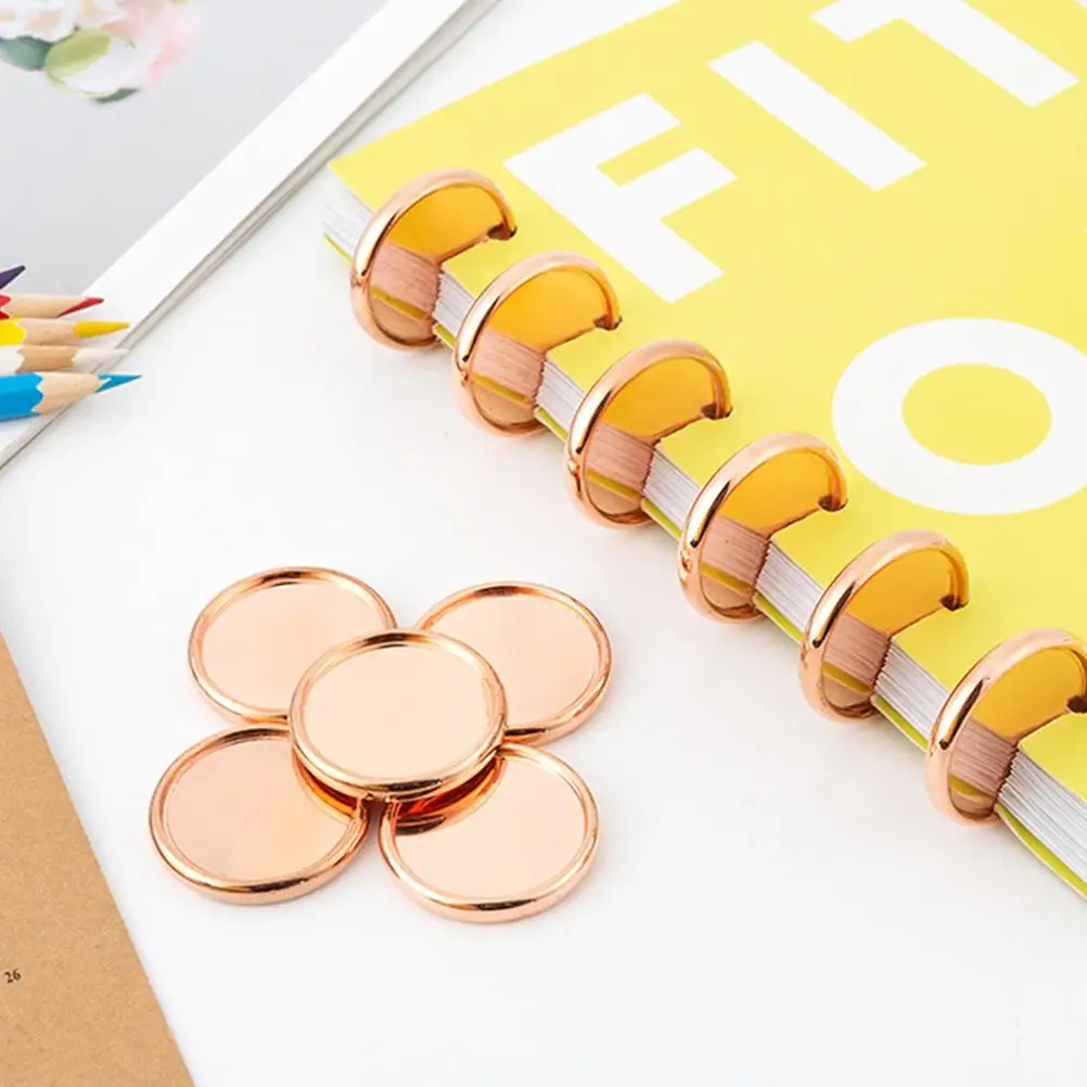20pcs Solid Electroplated Notebook Binding Discs Smooth Hole Punch Planner Rings Bright Colors DIY Project Supplies