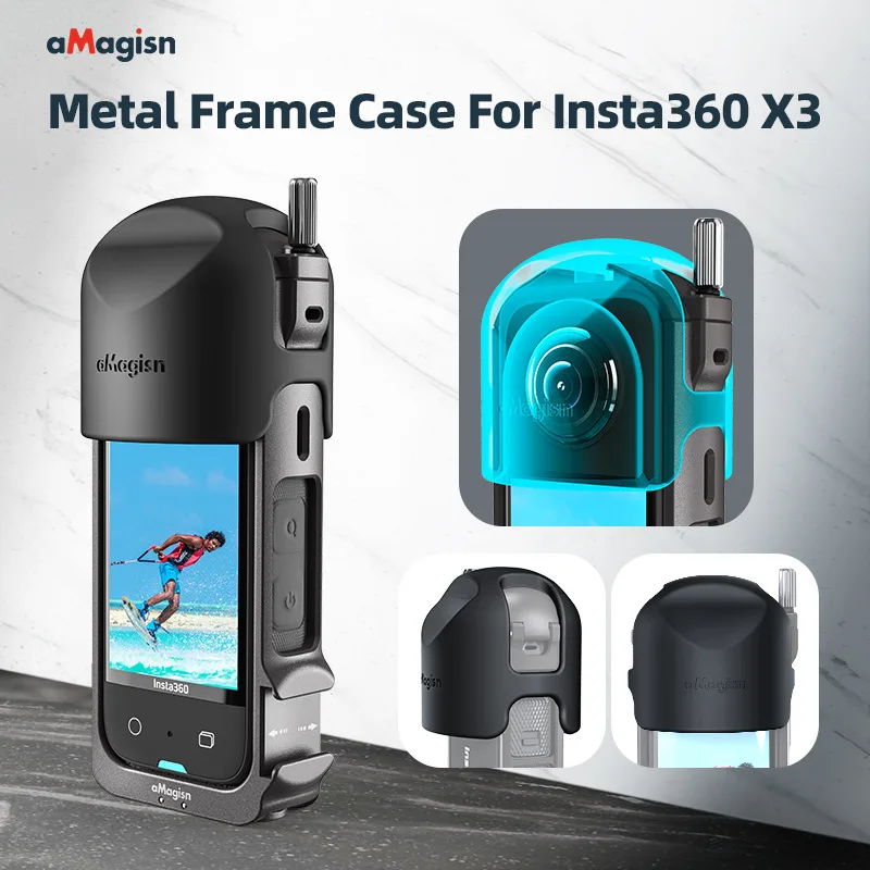 For Insta360 X3 Camera Metal Frame Protector Case Exclusive Silicone Lens Cover Aluminum alloy Shell protective Cage Accessories