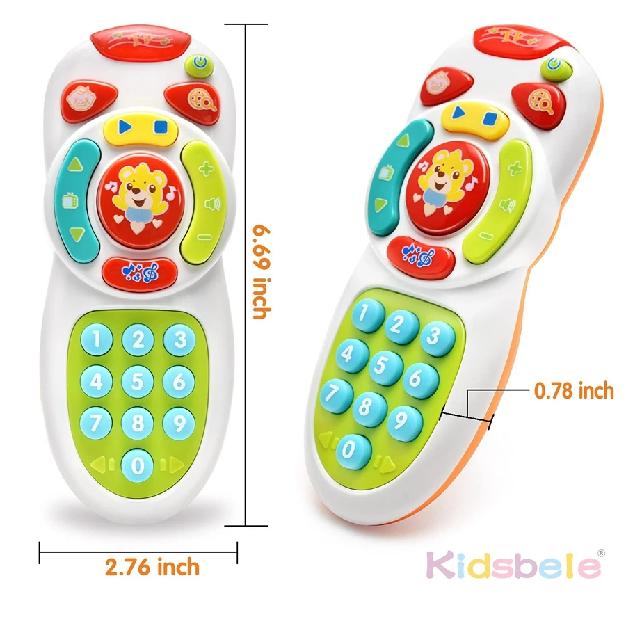 Brinquedo remoto para bebê fofo com música e luzes – Aprenda números, formas, clima e palavras |   Criança fingir jogar remoto