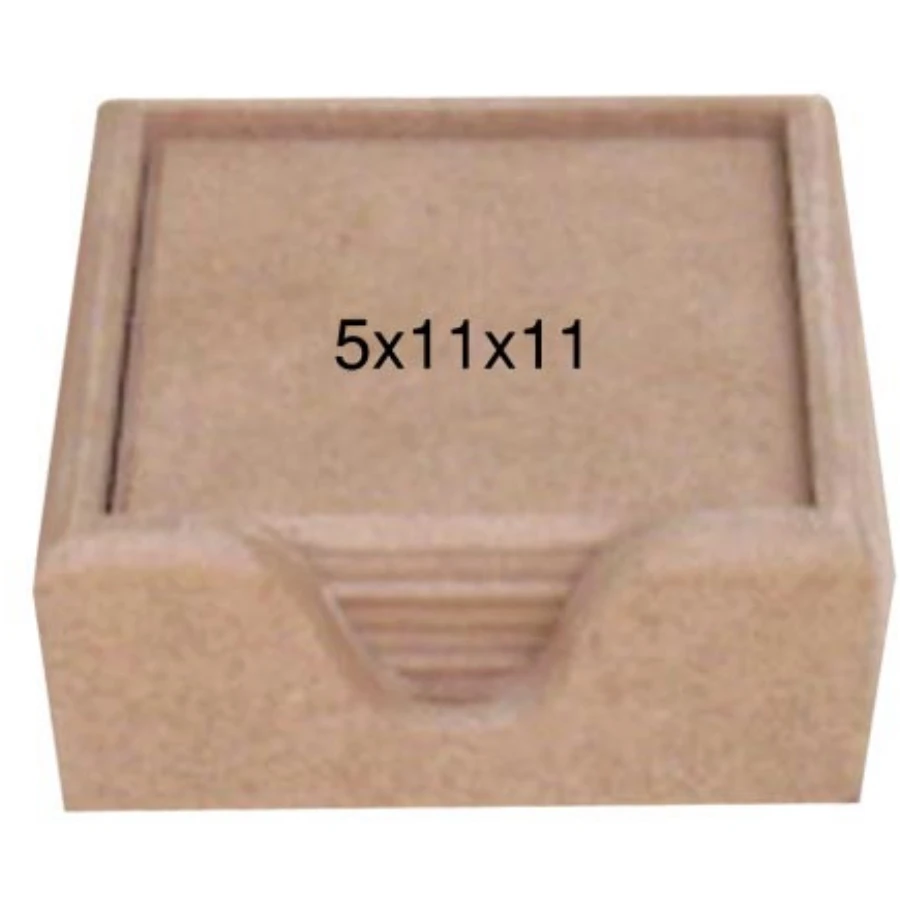 F759 Straight Cup Six 6lı, Dyeable Raw Wood Coaster