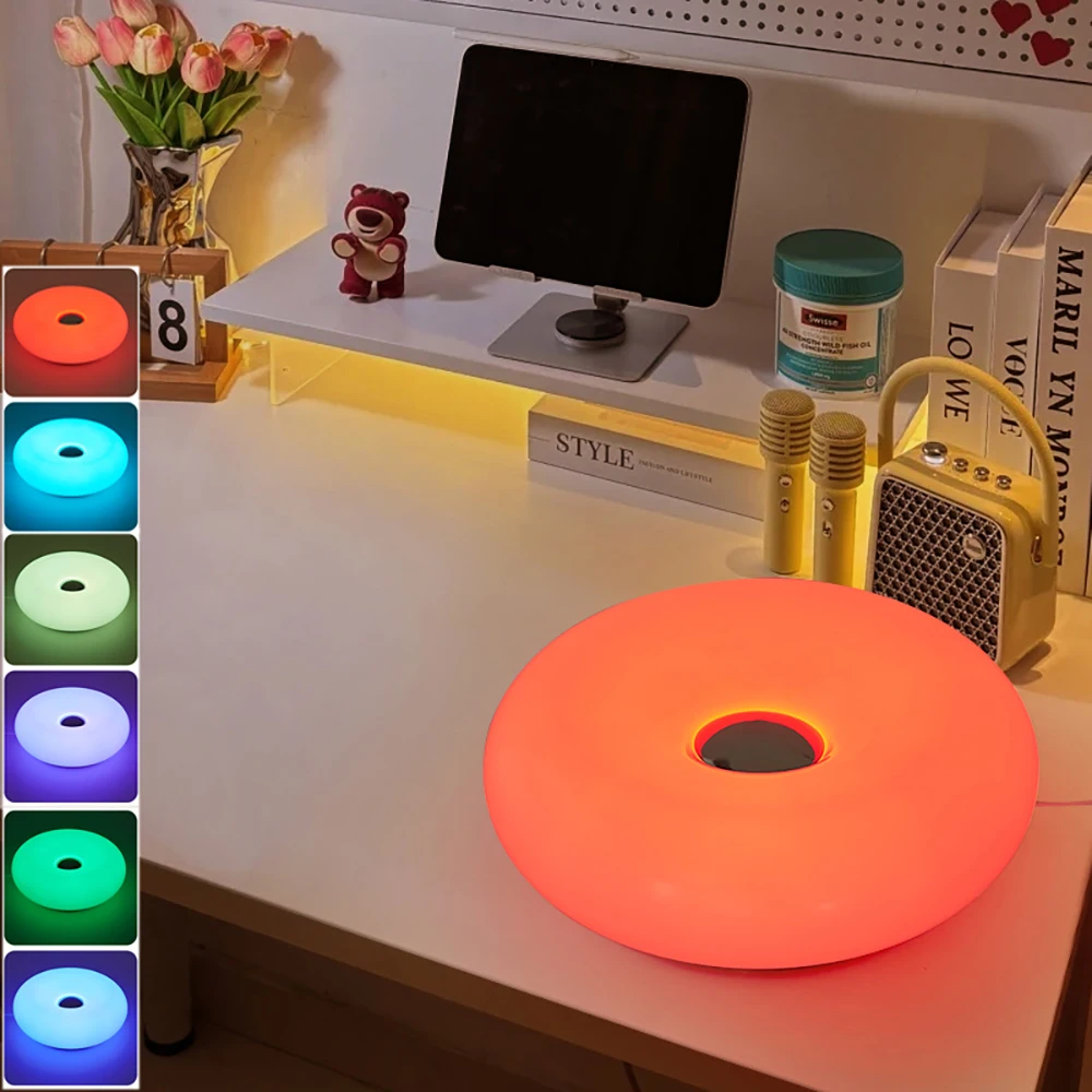 USB plug Bauhaus table lamp bedroom bedside donut decorative light living room dining room ambient light