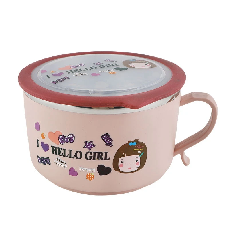 Nowe słodkie kreskówki termiczne pudełko na drugie śniadanie dla dzieci uczennica pudełko Bento ze stali nierdzewnej pojemnik na żywność błyskawiczna miska na makaron