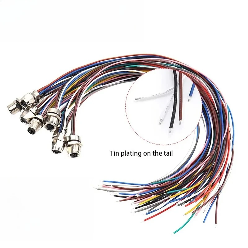 3 4 5 6 8 Pin Behind M8 with 30cm A/B/D-type Cable Front Panel Connector Panel Built-in Glue Filling Electronic Wire Male Female