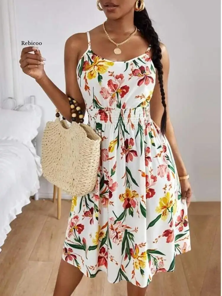 

Women's Dress Urban Summer Dress spaghetti straps Casual Sling Princess Dress Floral Print Dress 2022 New