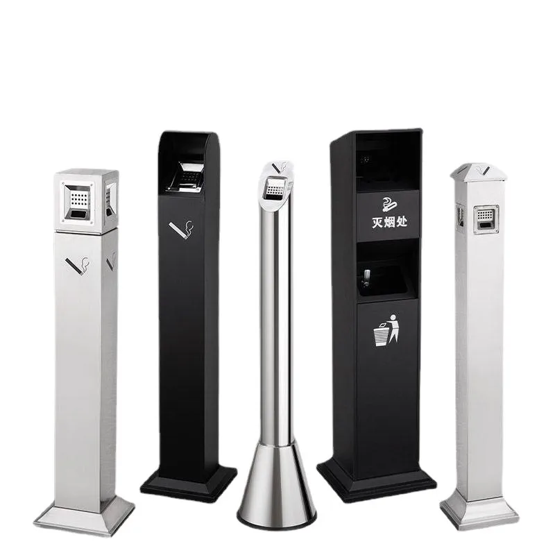 Stainless steel ash Outdoor smoking area Cigarette butt collection Smoke extinguishing hotel commercial round cigarette butt