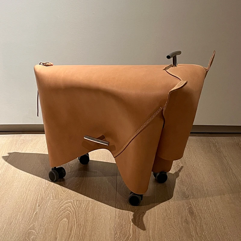 Minimalist style saddle leather sofa stool luxury animal living room creativity