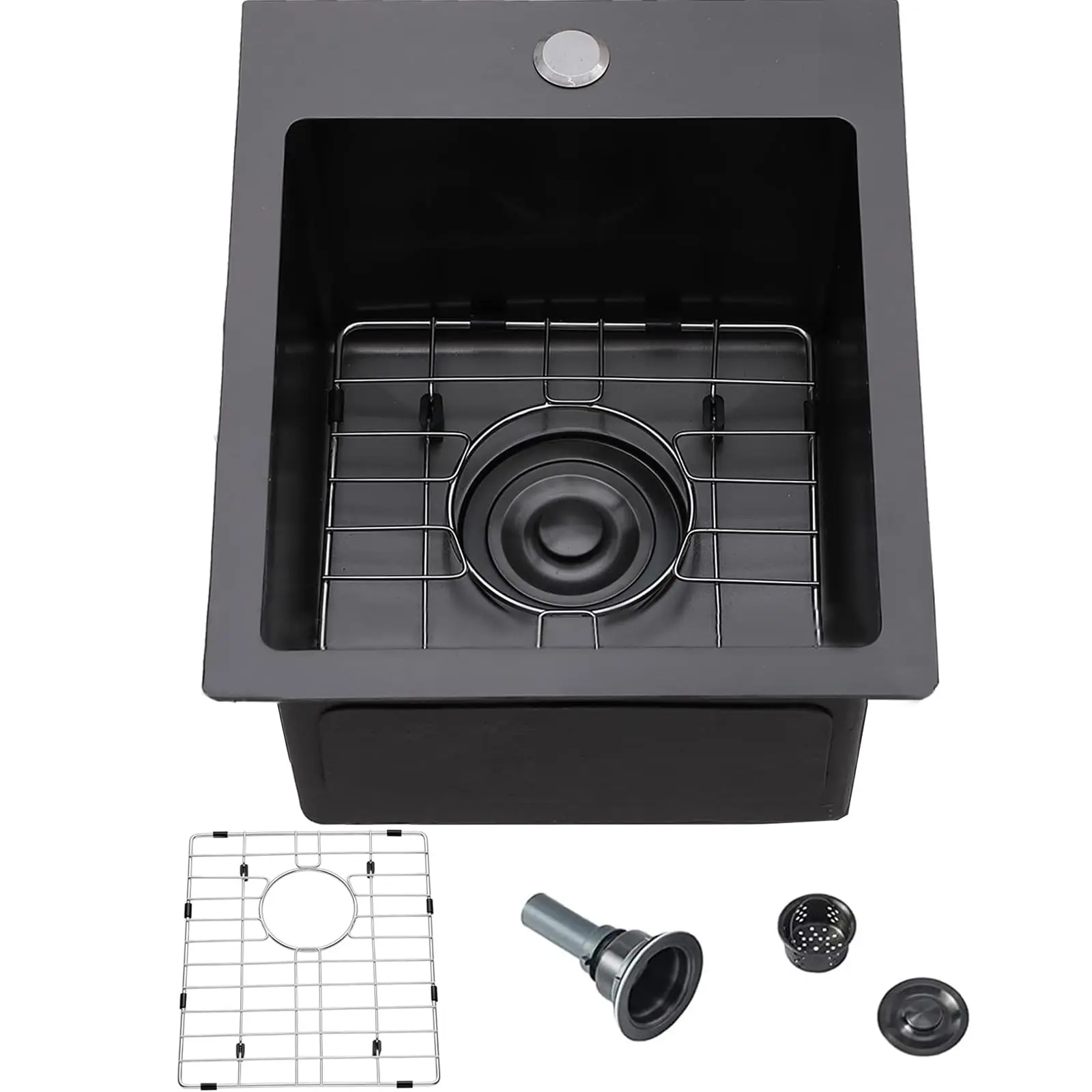 

30 Inch Topmount Single Bowl Kitchen Sink 304 Stainless Steel With Grid And Strainer