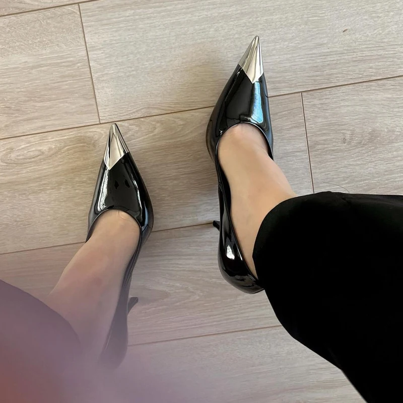 New Metal Pointed Toe Pumps Women Sexy Stiletto High Heels Women Slip-On Fashion Party Dress Shoes Women zapatos de mujer
