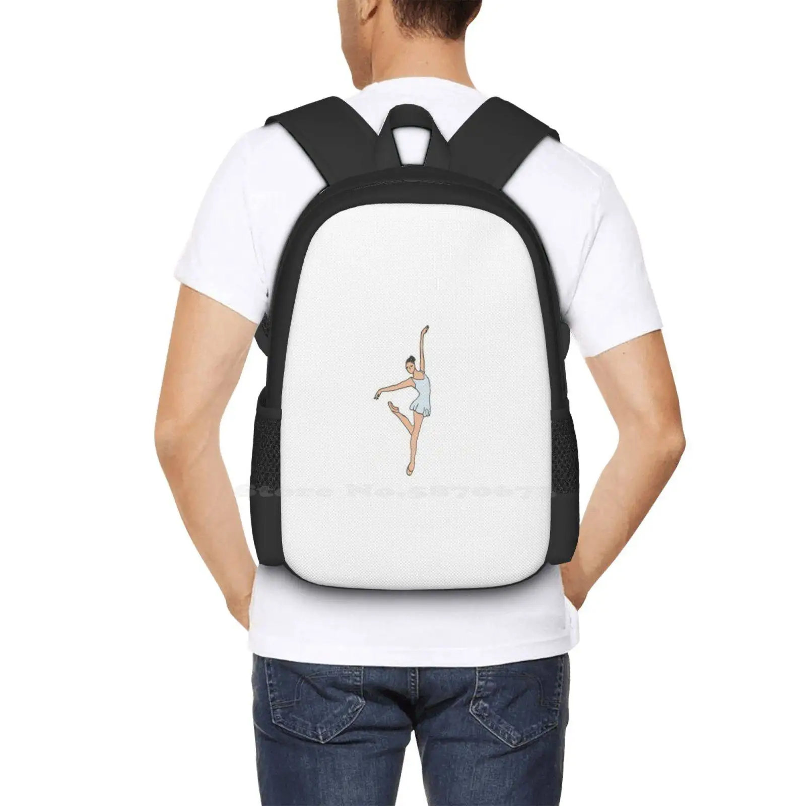 Bailarina Na Bolsa De Escola Cor Para Meninas, Mochila De Grande Capacidade, Laptop Ballet Dance, Picos Azuis, Elegância, Beleza