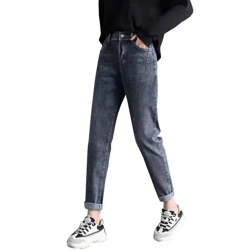 

Jeans 2024 New Summer Thin High Waisted Harlan Pants Women's Loose Casual Versatile Elastic Waist Ankle-Length Pants XK116