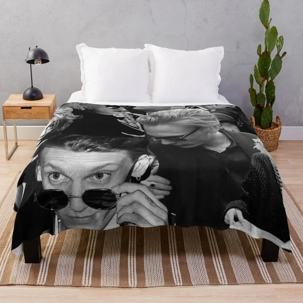 

Jamie Campbell Bower collage black and white Throw Blanket Plush Fuzzy Cozy Blanket for Couch Sofa