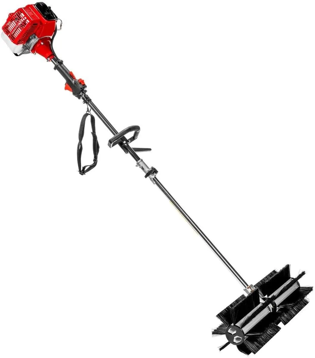 42.7CC Walk Behind Handheld Gas Powered Sweeper Broom Concrete Driveway Cleaning Sweep Driveway Lawn Snow