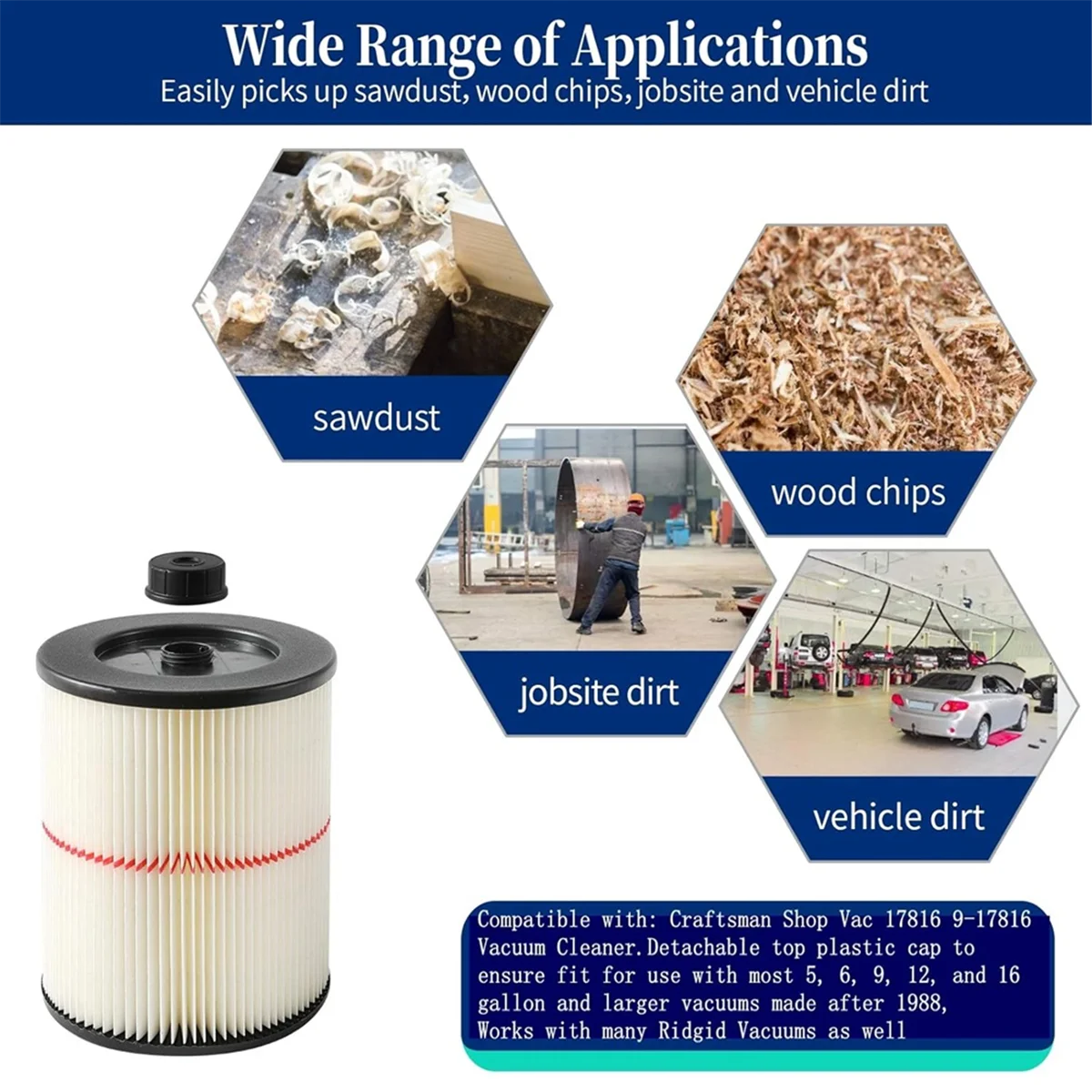 17816 สําหรับ Craftsman Shop Vac 9-17816 เปียกแห้ง Vac เปลี่ยนสําหรับ Craftsman 5/6/8/12/16/32 แกลลอน