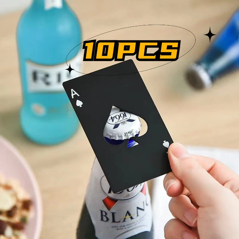 10PCS Beer Bottle Opener Creative Trend Beer Driver Playing Card Personalized Bottle Opener Spade A Bank Card Type Wine Opener