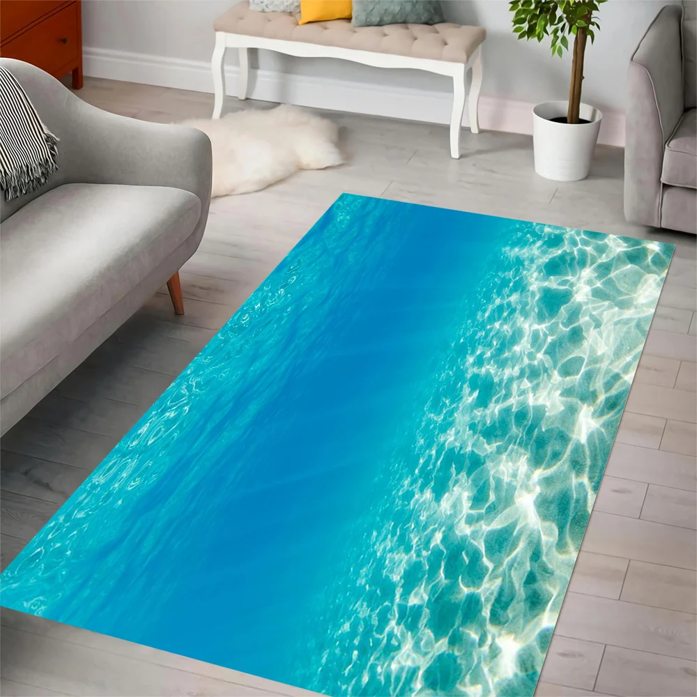 CLOOCL New Fashion Carpet Seabed Beam Road 3D Printed Flannel Rug Living Room Bedroom Durable Home Decor Non-slip Rug