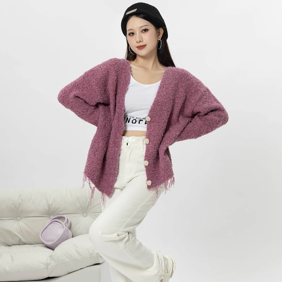 Korean Style Autumn Winter Women Girl Casual Pullover Sweater Coat Hollow Out Tassels Fashion Design Loose Knitted Cardigan New