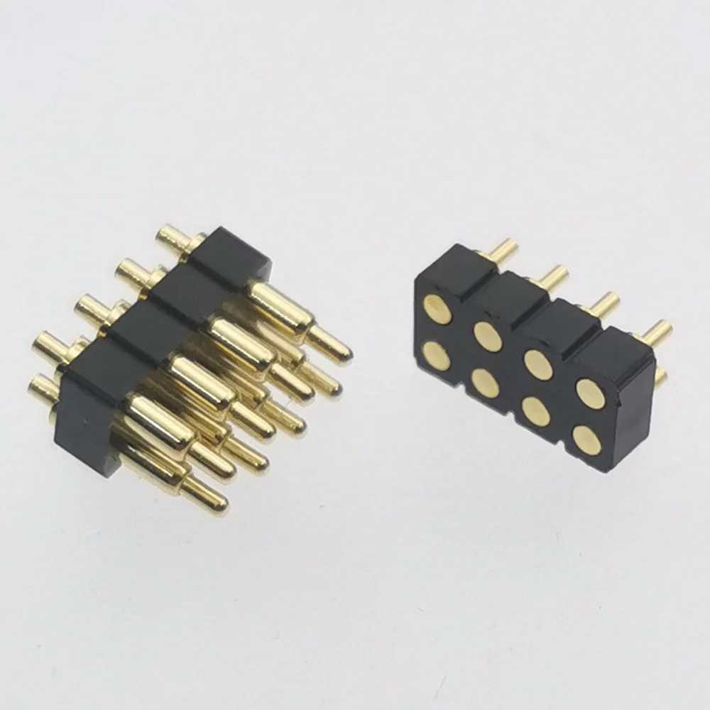 1pcs Spring Loaded Pogo pin Connector Socket 8P Pogopin Male Female 8 pin Dual Row DIP Pitch: 2.54mm