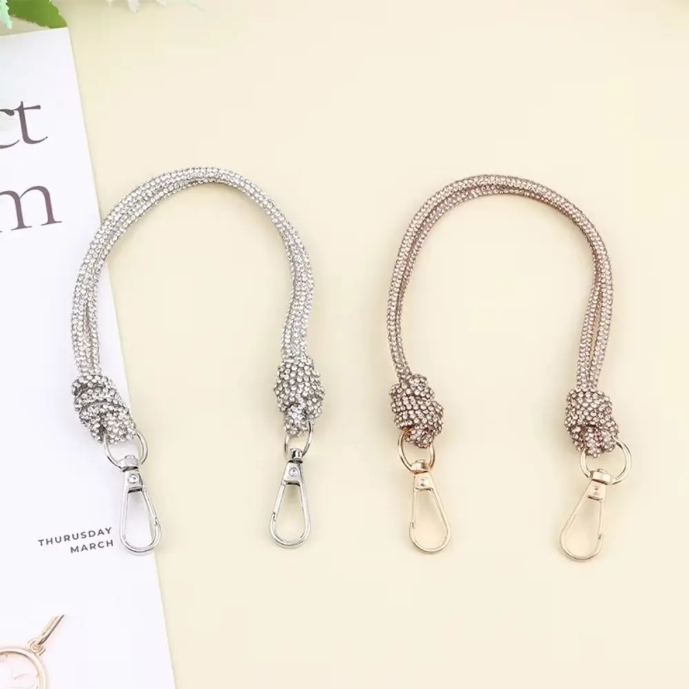 Rhinestone Embellished Handbag Chain Strap With Buckle Shiny Rhinestone Bag Strap Sparkling Loop Knot Closure DIY Wallet Making