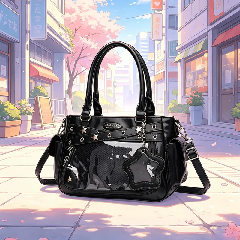 

Japanese Style Multi-Pocket Zipper Shoulder Bag Large Capacity Casual Student Crossbody Bag Tote Handbag Trendy Commuter Satchel