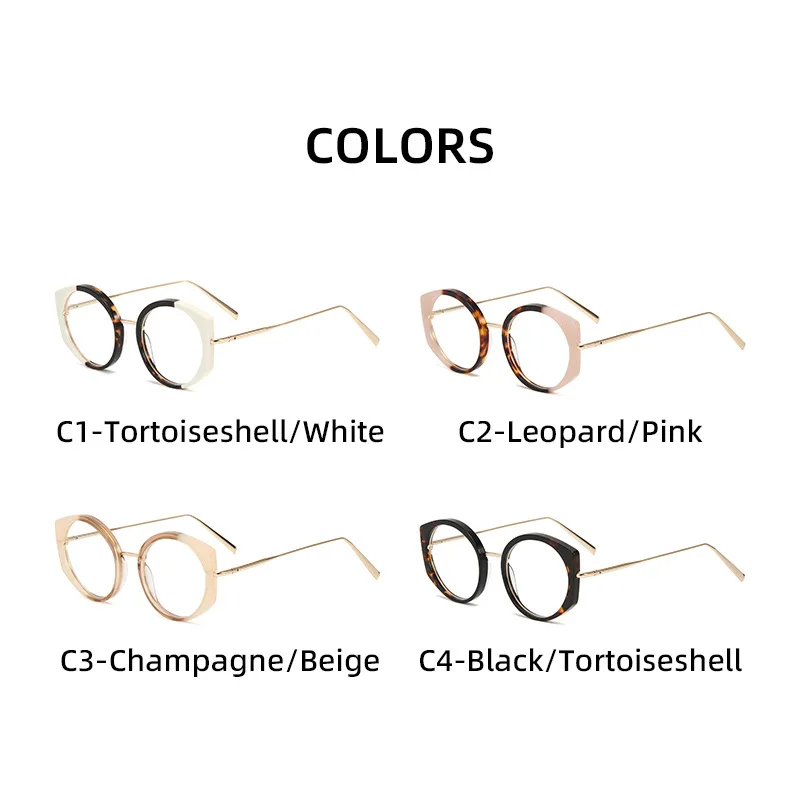 Fashionable Multicolor Round Eye Glasses Frames for Men Lightweight Metal+Aceteta Myopia Farsightedness Optical Prescription