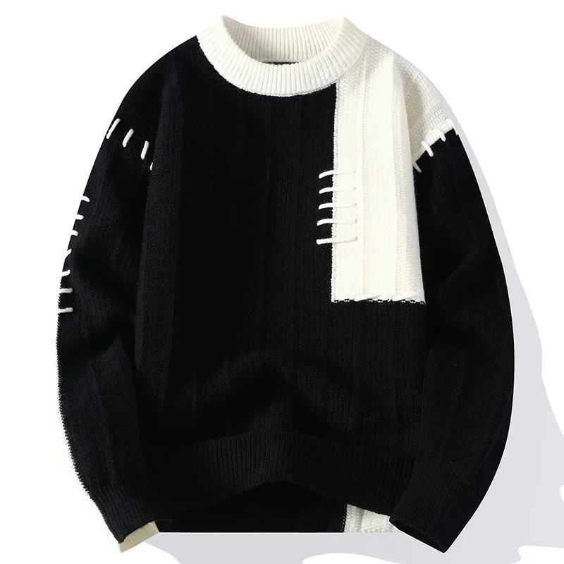Men Streetwear Knitted Pullovers New Fashion Man O-neck Sweaters Loose Casual Sweaters Quality Male Pullovers Winter Clothing 4X