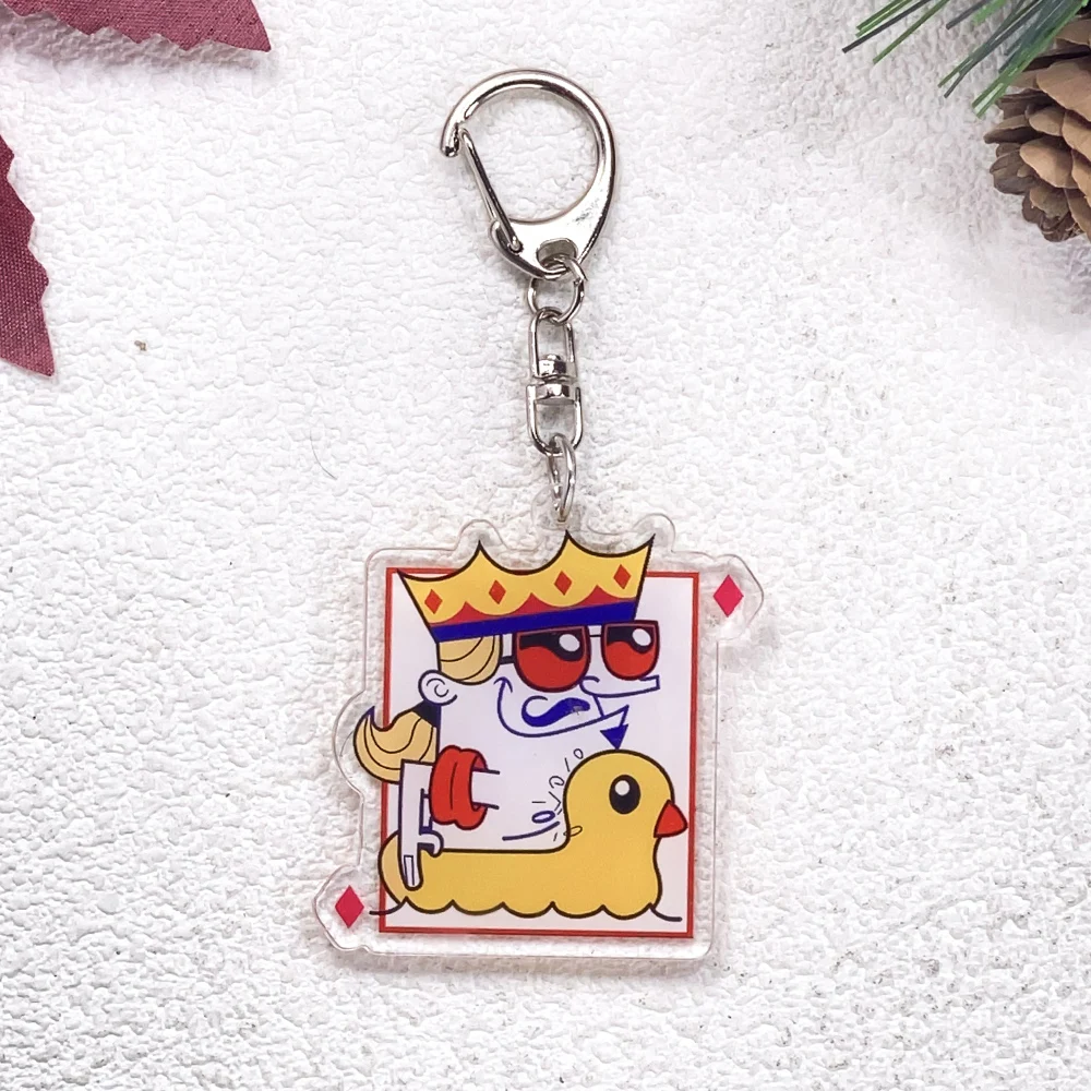 20Pcs Poker Figures King Queen Jack Car Keychain Accessories Acrylic Cute Charms Pendant For Bag Key Holder Backpack Decoration