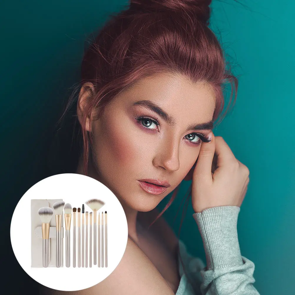 1 conjunto rímel sobrancelha escova kit de maquiagem arroz branco profissional náilon sobrancelha pente fundação pó blush escova