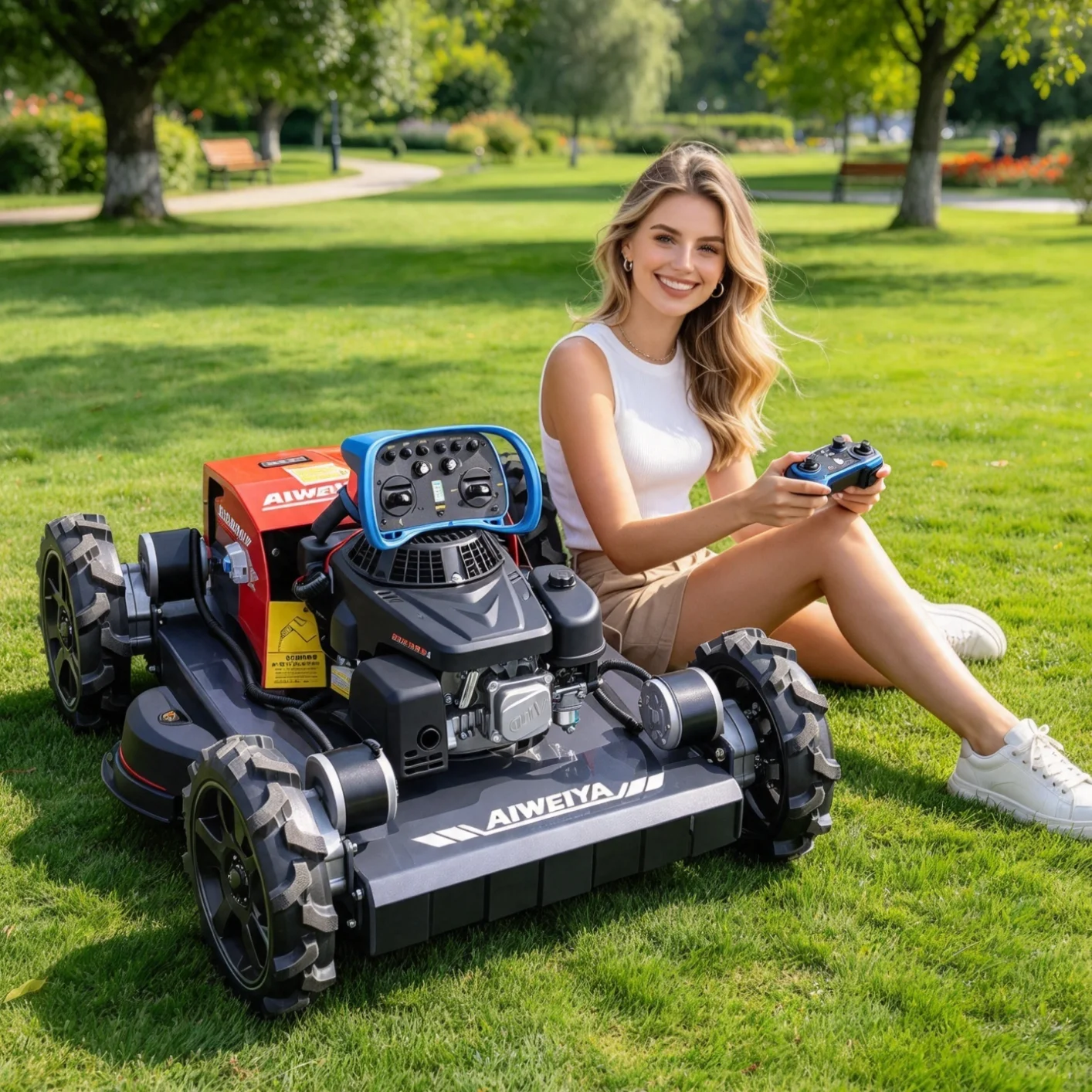 Customized Remote Control Lawn Mower layered cutting height adjustment, daily maintenance machine for outdoor lawns