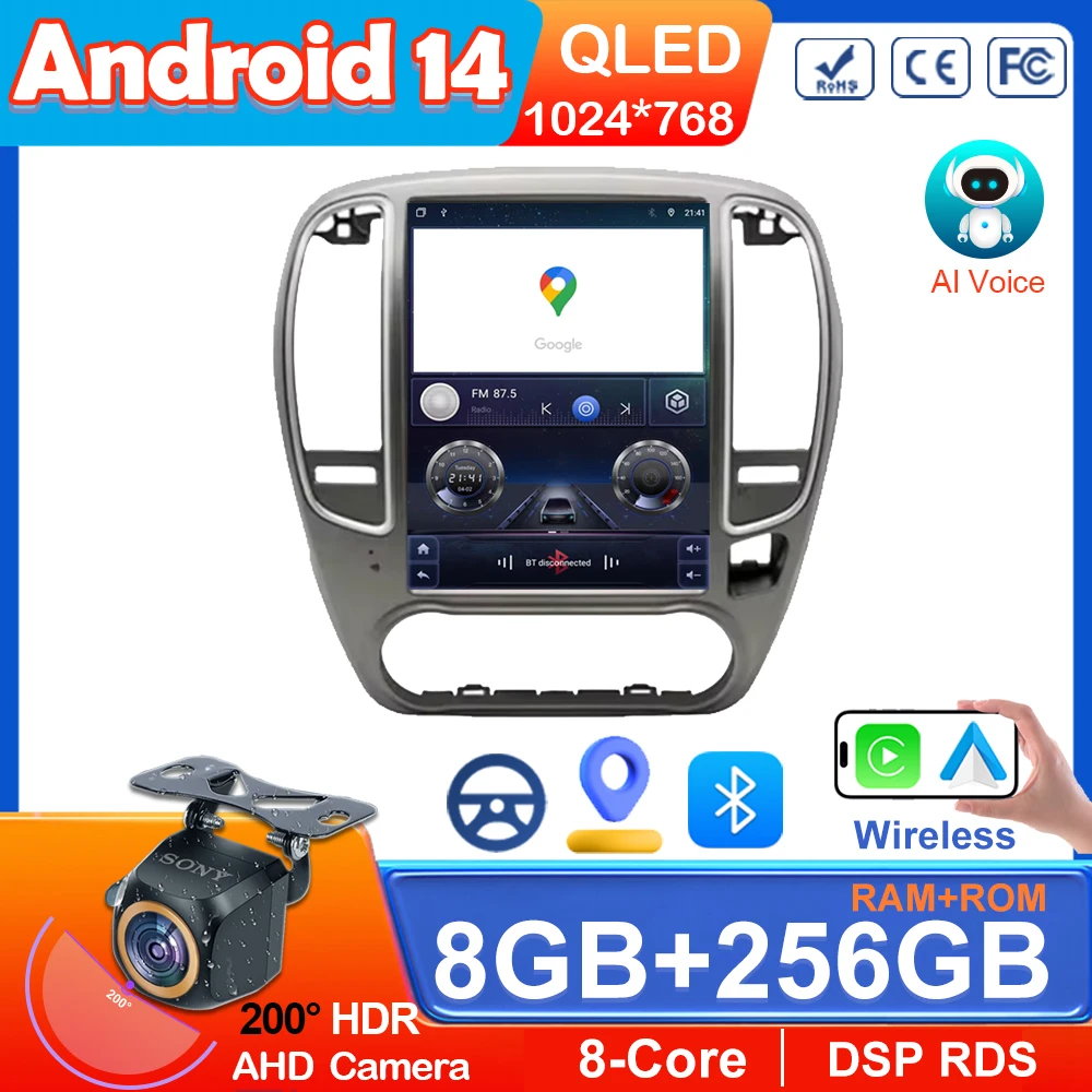 

9,7 дюймов Android 14 для Nissan Bluebird Sylphy G11 2005 - 2012 автомобильный мультимедийный плеер экран навигации DSP GPS WIFI беспроводной Carplay