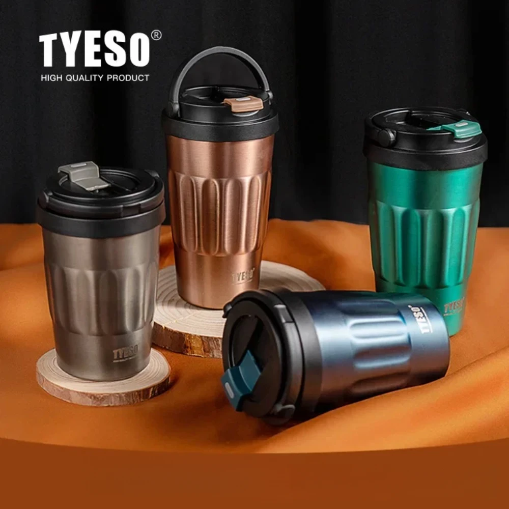 

TYESO термос, термос, бутылки для воды, 400 мл, 500 мл, изолированная чашка из нержавеющей стали, 304, оригинальный автомобильный стакан, кружка для холодного и горячего кофе