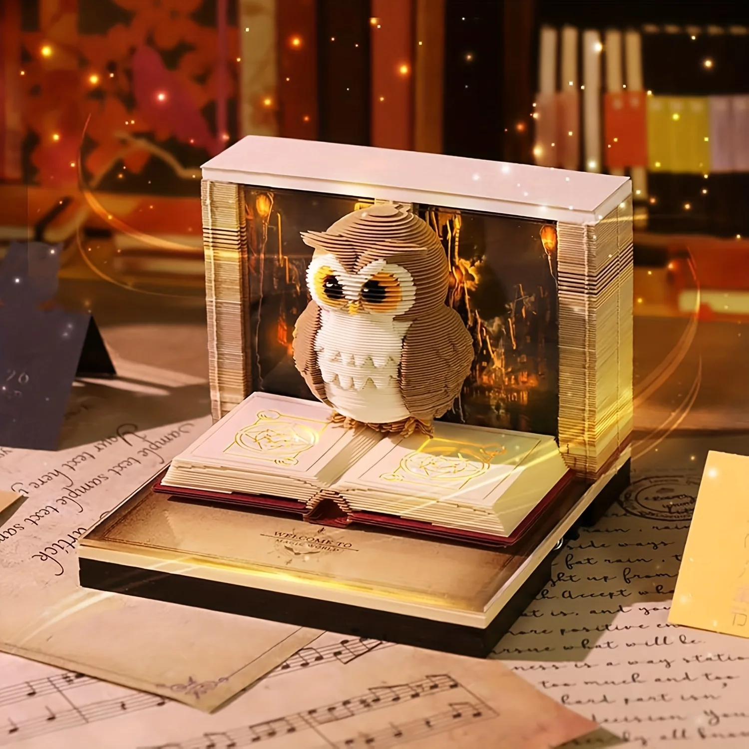 

Magic Academy 2026 Owl Calendar,3D Paper Art Tear-Off Notepad for Desk,Creative DIY Planning & Daily Organizer,Home Office Decor