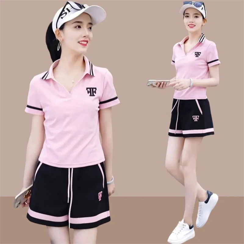 2024 Spring/Summer New Women\'s Fashion Temperament Style Casual Shorts Sportswear Suit POLO Leading Walking Suit Two-piece Set