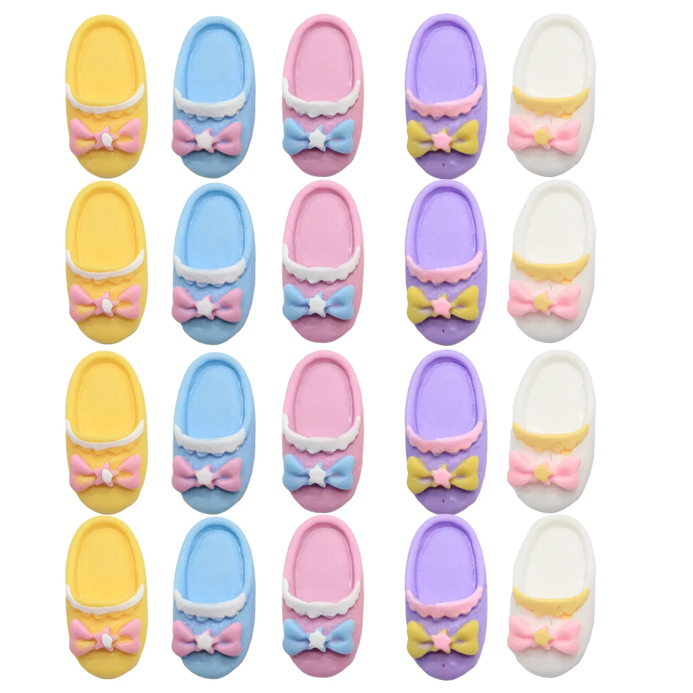 

20Pcs Mini House Adornment Mini Jewelry Slipper Model DIY Miniature Random Color Cartoon Slipper Miniature