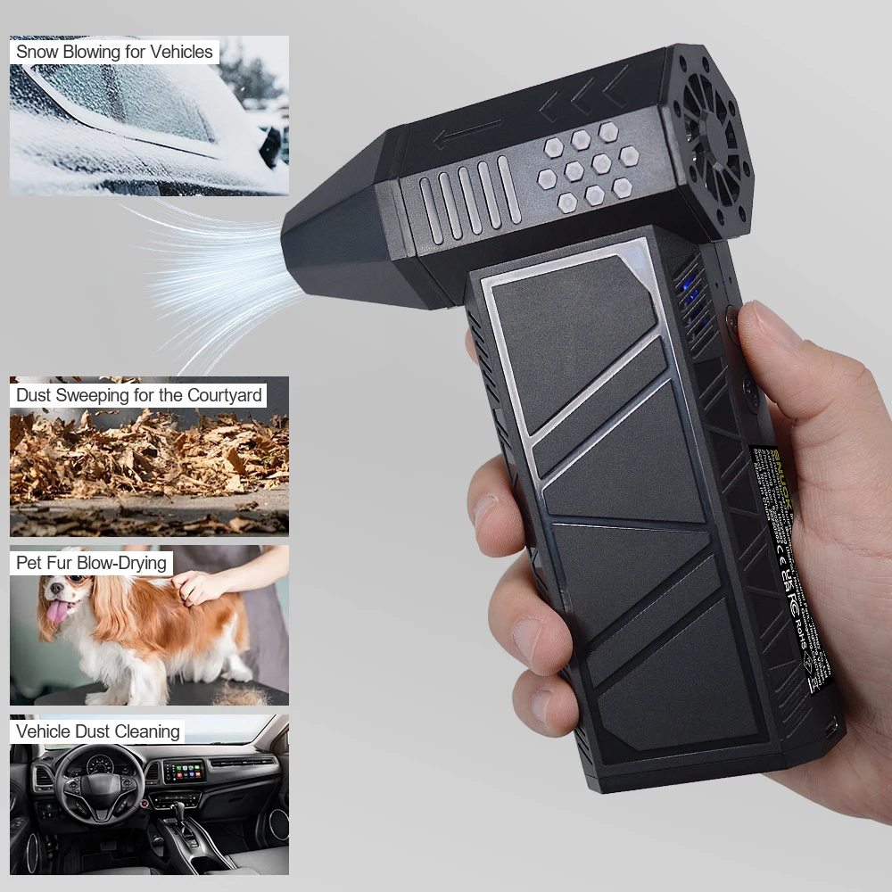 

SNUOK 7,4 В электрический вентилятор, электроинструмент, 150000 об/мин, высокоскоростная турбина, беспроводной уличный струйный вентилятор, пылесборник, перезаряжаемый через USB вентилятор