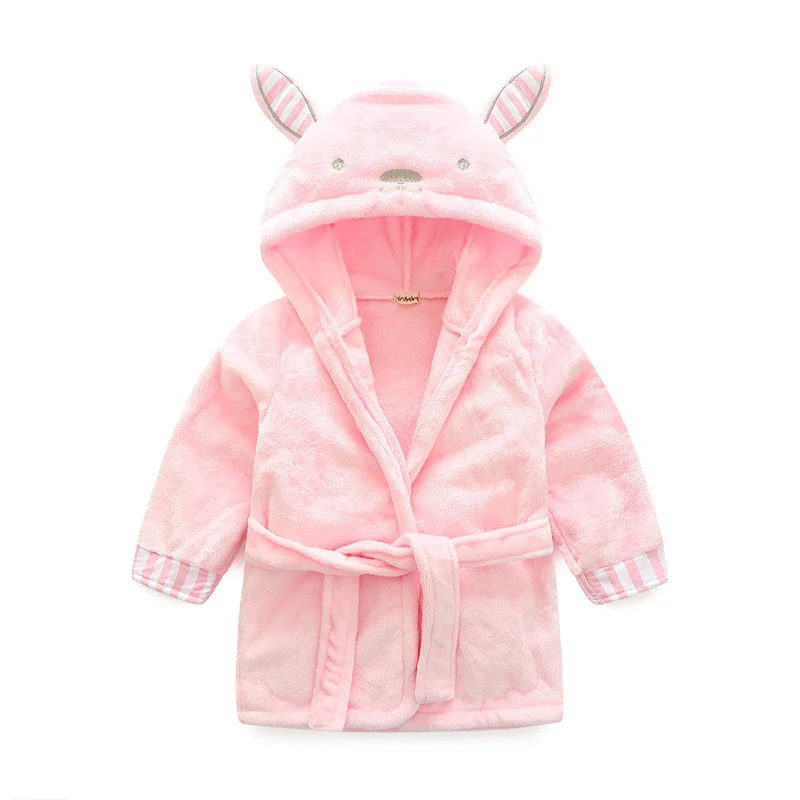 Fashion Baby Boy Girl Bathrobe Children\'s Flannel Bathrobe Hooded Bath Towel Kids Animal Cute Mouse Home Clothes