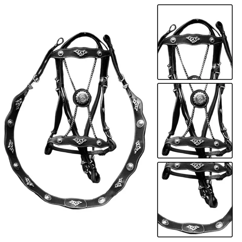 Kůň halters a dovést lana PU kůže ohlávka a dovést lana ergonomická pohodlné unfettered halters s kov spona