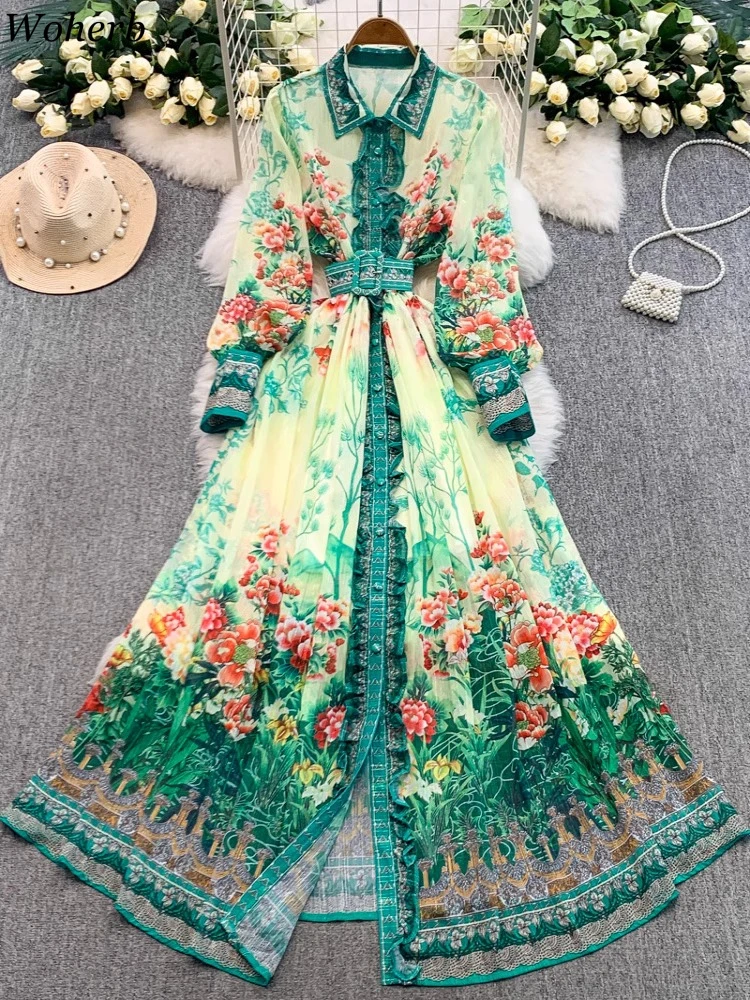 

New Korean Two-piece Dress Temperament Single Breasted Woman Dresses 2025 Vestidos De Mujer Slim Waist Ruffled Vintage ​Dress